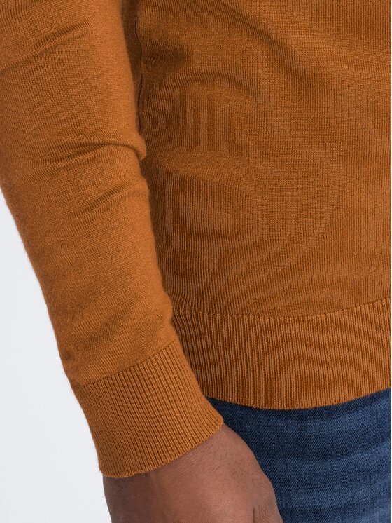 Ombre Ombre Sweter OM-SWTN-0101 Beżowy Regular Fit
