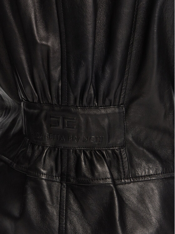 Elisabetta Franchi Elisabetta Franchi Kožená bunda GD-50Z-56E2-V1350 Černá Regular Fit