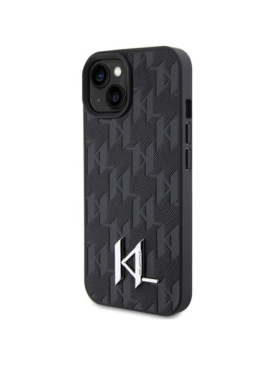 KARL LAGERFELD KARL LAGERFELD Etui na telefon HardCase Leather Monogram Hot Stamp Metal Logo Czarny