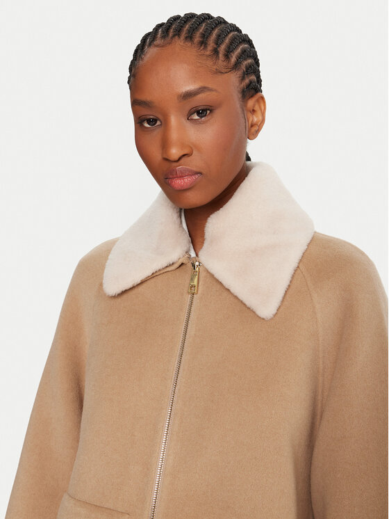 Marella Marella Gyapjú kabát Gettone 2523086011 Bézs Loose Fit