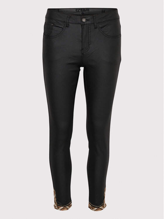 Cream Pantaloni din imitație de piele Gilina 10609991 Negru Slim Fit
