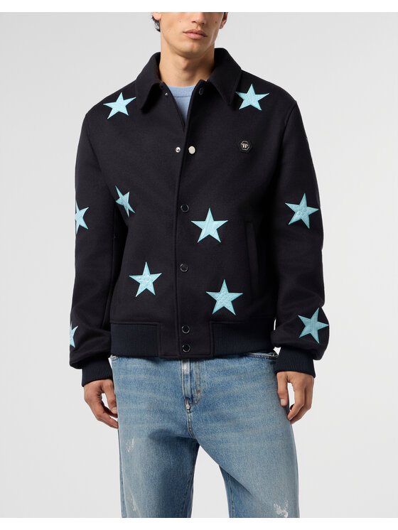 PHILIPP PLEIN PHILIPP PLEIN Vatovaná bunda 29056 Tmavomodrá Regular Fit