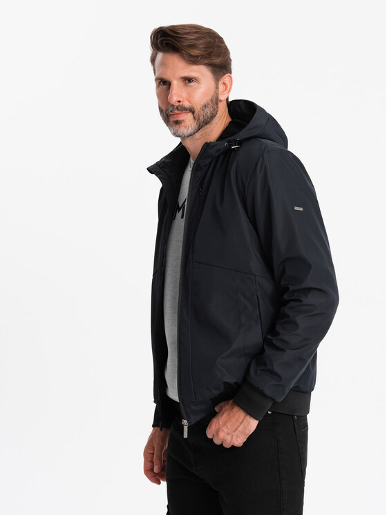 Ombre Ombre Kurtka przejściowa OM-JANP-0149 Czarny Regular Fit