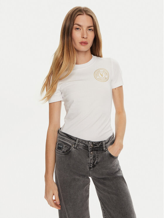 Versace Jeans Couture T-shirt 77HAHT00 Bijela Regular Fit