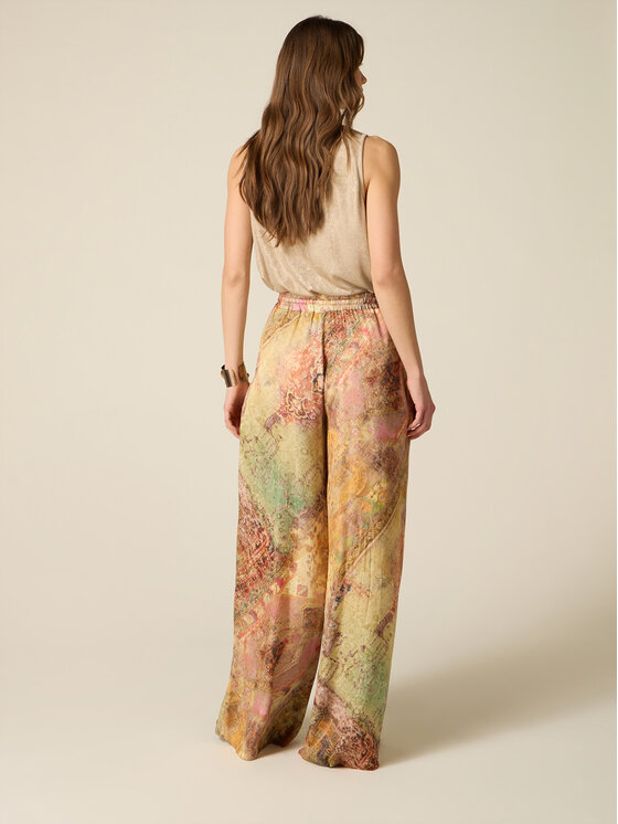 Oltre Oltre Spodnie materiałowe P019J102677N0Z6 Kremowy Baggy Fit