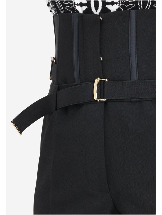 PINKO PINKO Bryczesy Pantaloni bustier con cinturini Czarny Slim Fit
