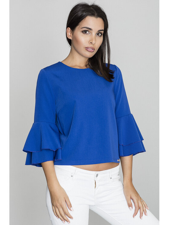 FIGL FIGL Blúzka M565 Modrá Regular Fit