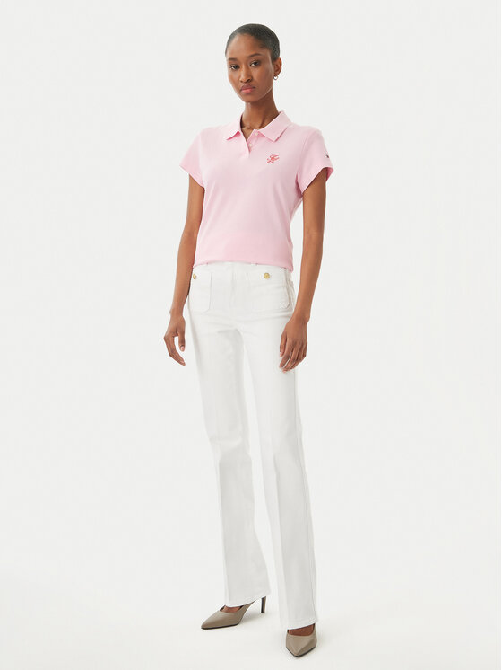 Tommy Hilfiger Tommy Hilfiger Polo marškinėliai 1985 Logo WW0WW49259 Šviesiai rožinė Slim Fit
