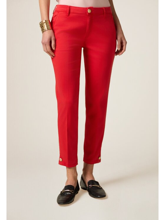 Oltre Oltre Pantaloni di tessuto P712R108595N016 Rosso Regular Fit