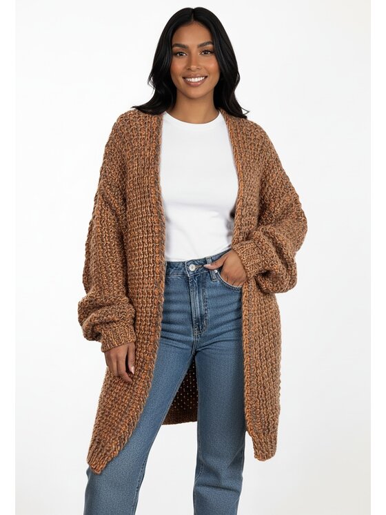 FIGL FIGL Kardigan M1277 Pomarańczowy Regular Fit