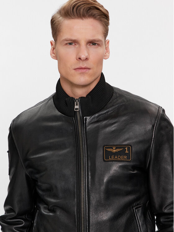 Aeronautica Militare Aeronautica Militare Nahkjope 232PN932PL199 Must Regular Fit