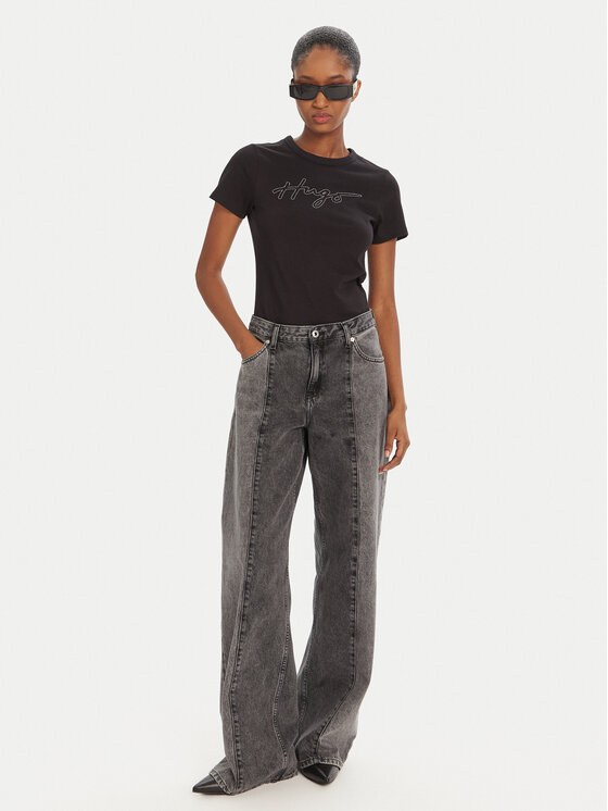 HUGO HUGO T-särk Deloris 50532137 Must Regular Fit