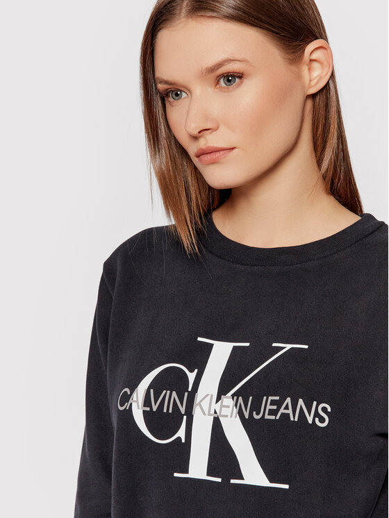 Calvin Klein Jeans Sweatshirt Core Monogram Logo J20J207877 Schwarz Relaxed  Fit