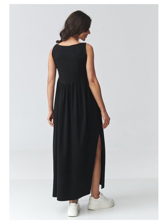 Makadamia Makadamia Sukienka codzienna M932 Czarny Loose Fit