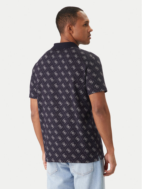 Guess Guess Тениска с яка и копчета M6GP04 K3073 Тъмносин Regular Fit