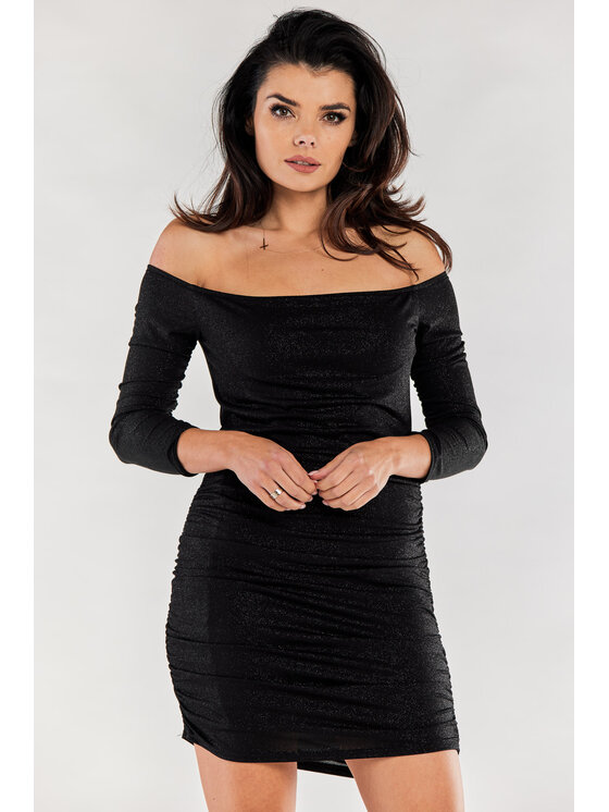 Awama Awama Večerní šaty A550 Černá Basic Fit