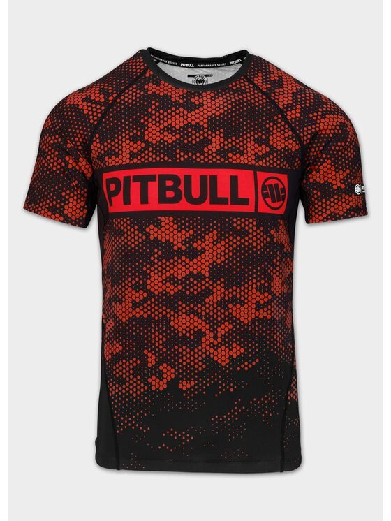 PITBULL PITBULL Koszulka techniczna HEX CAMO HILLTOP Czerwony Regular Fit