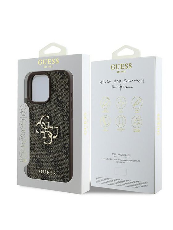 Guess Guess Etui na telefon iPhone 16 Pro Brązowy