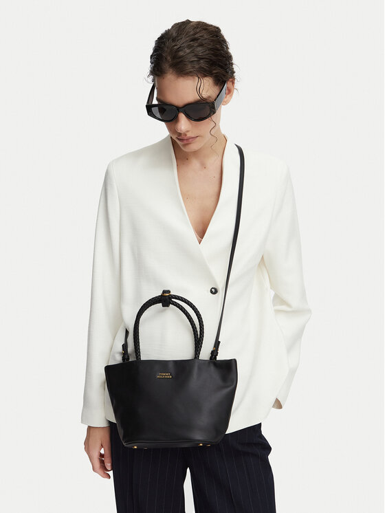 Tommy Hilfiger Geantă Th Marina Bucket Leather AW0AW18739 Negru