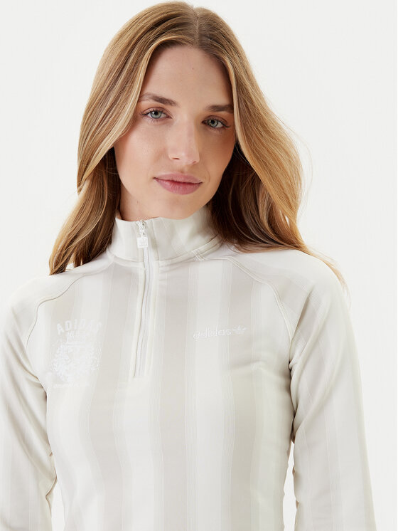 adidas adidas Суитшърт Half-Zip Graphic Football JW3642 Екрю Regular Fit