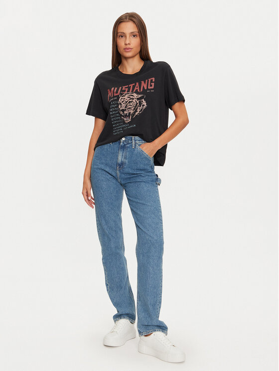Mustang Mustang T-krekls Floris 1015457 Melns Relaxed Fit