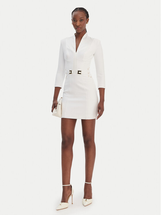 Elisabetta Franchi Elisabetta Franchi Sukienka koktajlowa AB-869-61E2-V520 Biały Regular Fit
