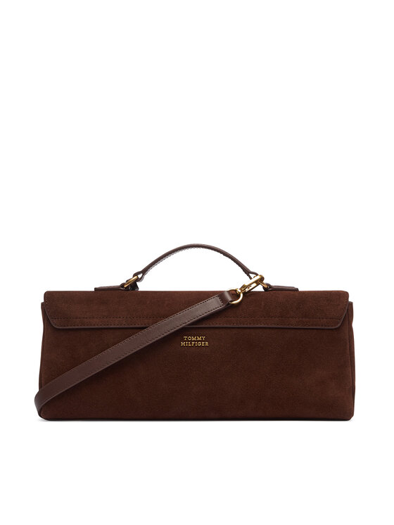 Tommy Hilfiger Tommy Hilfiger Ročna torba American Icon Clutch Suede AW0AW19515 Rjava