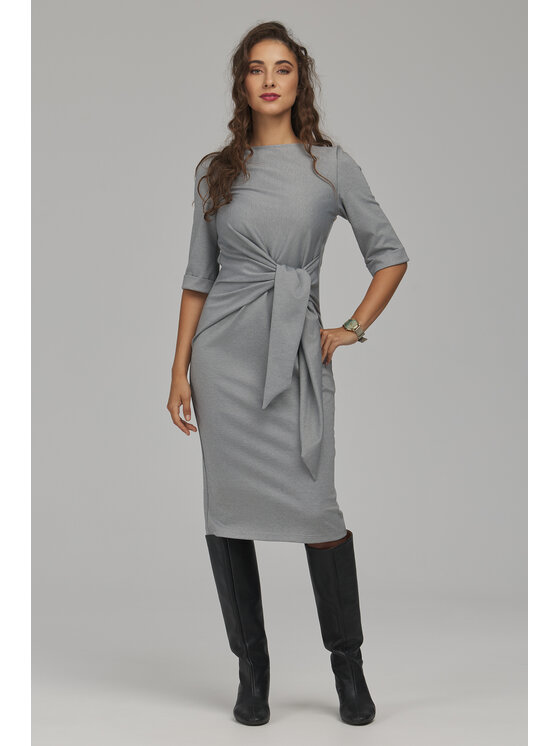 NIFE NIFE Sukienka dzianinowa S300 Szary Regular Fit