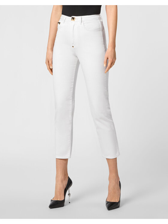 PHILIPP PLEIN PHILIPP PLEIN Jeansy 10337 Biały Boyfriend Fit
