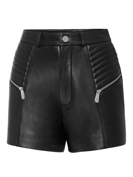 PHILIPP PLEIN PHILIPP PLEIN Pantaloncini di pelle 2601 Nero Short Fit