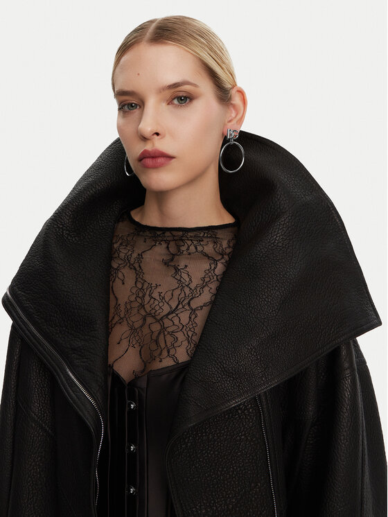 Dolce&Gabbana Dolce&Gabbana Geacă de piele F9S01L HULVN Negru Oversize