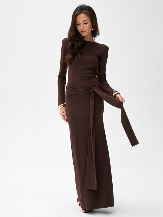 Roco Fashion Roco Fashion Sukienka wieczorowa Serenya Brązowy Slim Fit