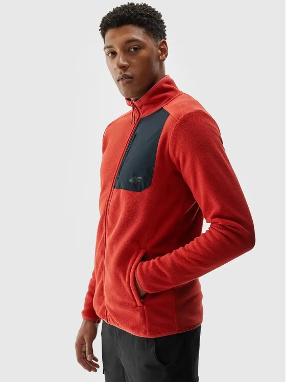 4F 4F Fleecová mikina 4FWAW24TFLEM250-70S Oranžová Regular Fit