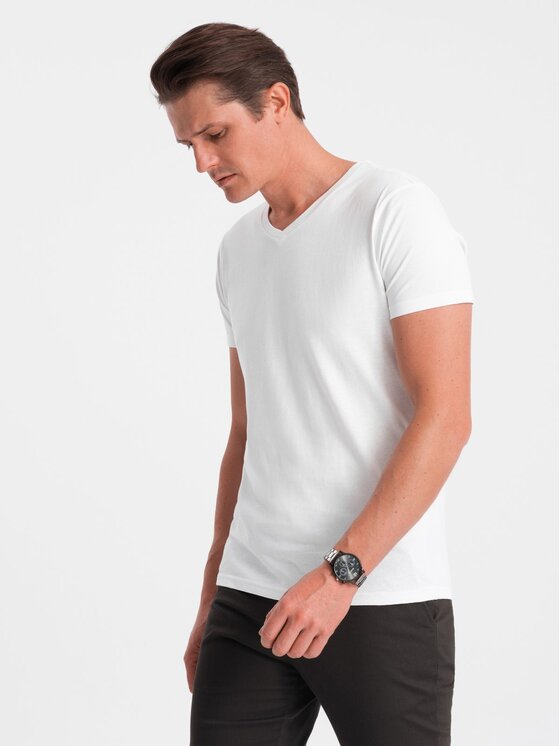 Ombre Ombre T-Shirt OM-TSBS-0145 Biały Classic Fit