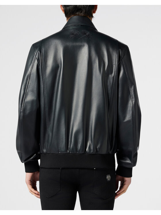 PHILIPP PLEIN PHILIPP PLEIN Kurtka skórzana 30590 Czarny Regular Fit