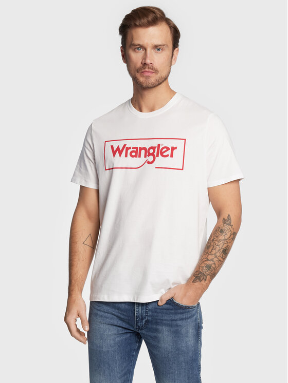 Wrangler Wrangler T-Shirt Frame Logo W70JD3989 112319300 Biały Regular Fit