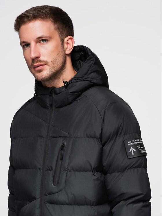 Ombre Ombre Kurtka zimowa OM-JAHP-0302 Czarny Regular Fit