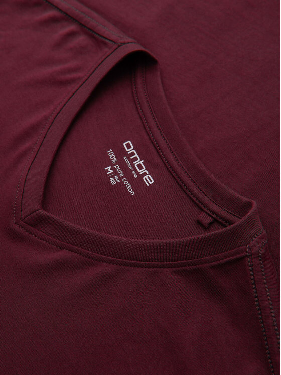 Ombre Ombre Longsleeve OM-LSBL-0143 Bordowy Regular Fit