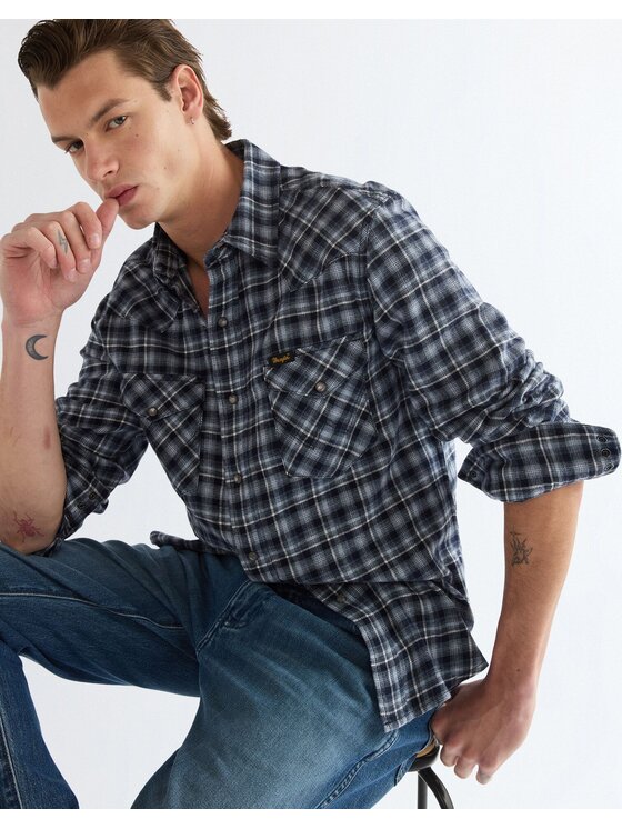 Wrangler Wrangler Koszula WESTERN SHIRT Niebieski Regular Fit