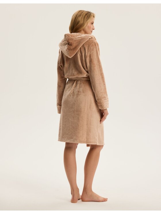 Esotiq Esotiq Szlafrok 43938 Beżowy Regular Fit
