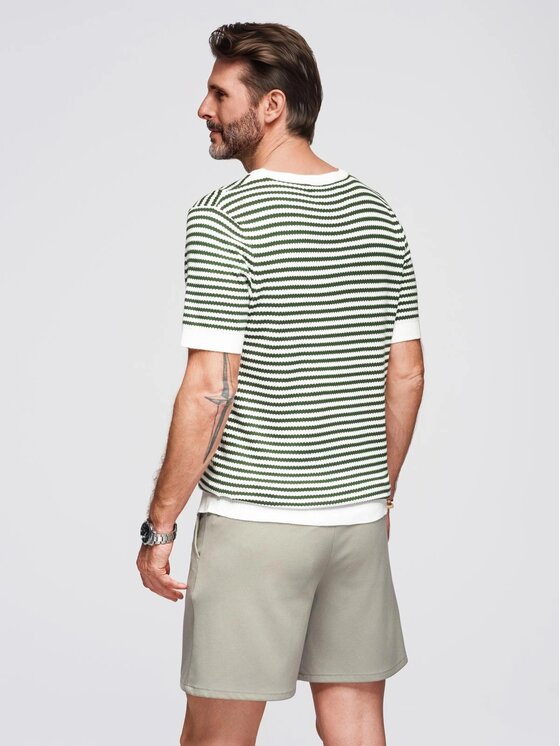 Ombre Ombre T-Shirt OM-TSCT-0255 Zielony Slim Fit