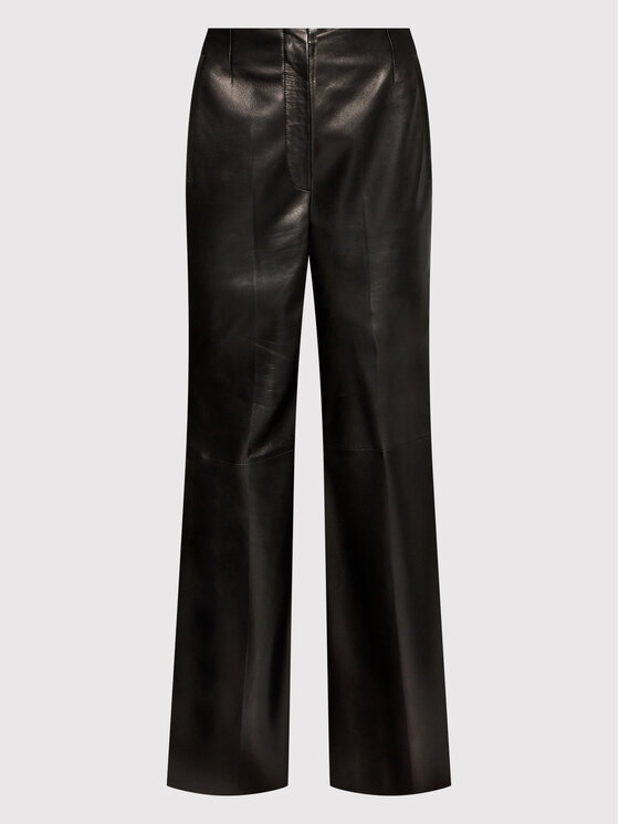 Calvin Klein Calvin Klein Kožené nohavice K20K204169 Čierna Regular Fit