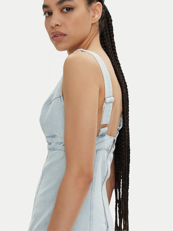 Guess Guess Sukienka jeansowa Aida W4GK63 D4LT0 Błękitny Bodycon Fit