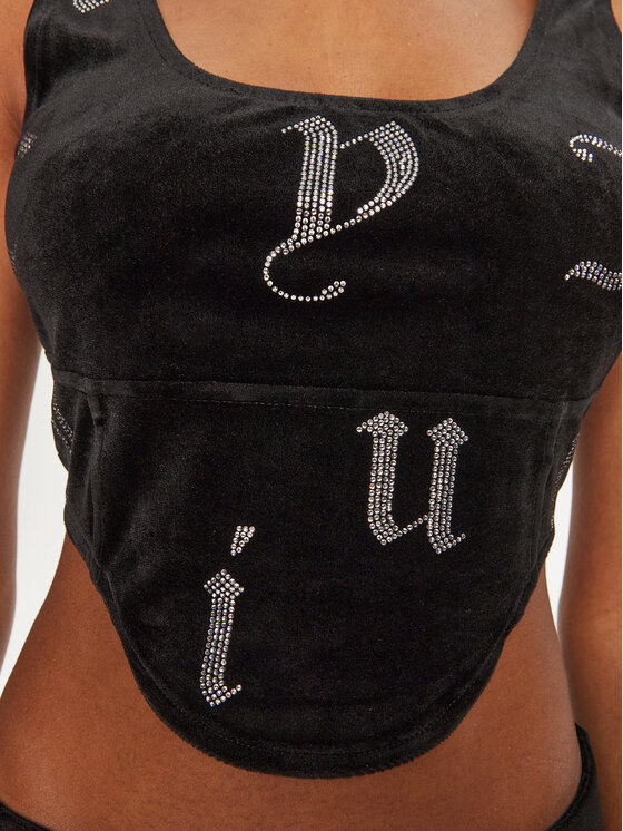 Juicy Couture Juicy Couture Top Cait JCMCS224252 Czarny Slim Fit