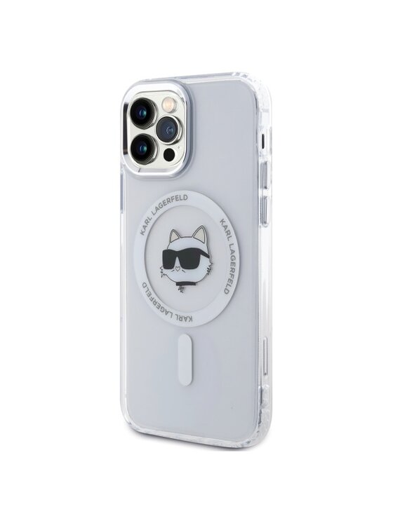 Etui na telefon KARL LAGERFELD, Białe, IML Metal Choupette Head MagSafe