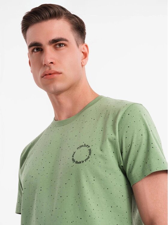 Ombre Ombre T-Shirt OM-TSFP-0186 Zielony Regular Fit