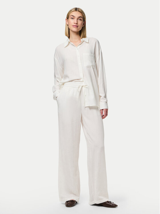 Pieces Pieces Pantaloni di tessuto Pia 17149314 Bianco Wide Leg