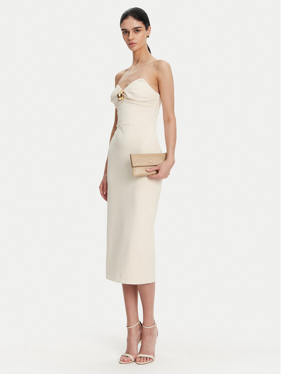 Elisabetta Franchi Elisabetta Franchi Rochie cocktail AB-769-51E2 Écru Regular Fit