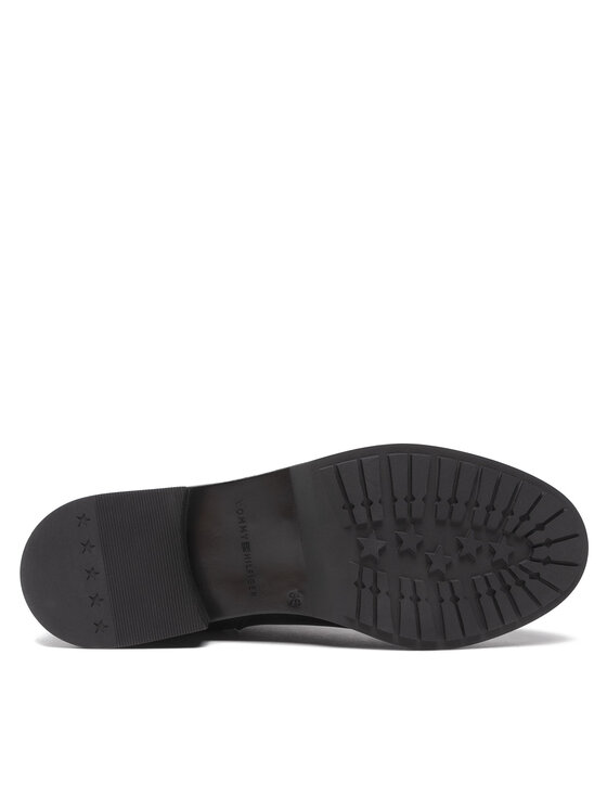 Tommy Hilfiger Tommy Hilfiger Členková obuv s elastickým prvkom Th Leather Flat Boot FW0FW06749 Čierna