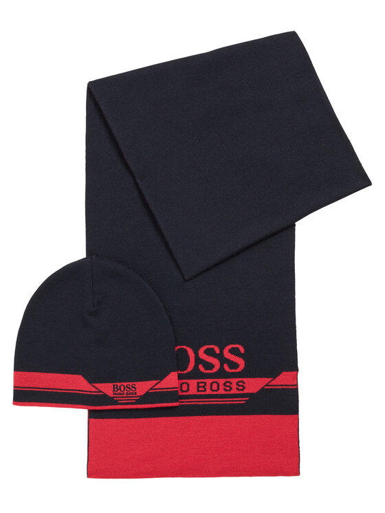 BOSS Boss Комплект шал и шапка Gift-Set Aura 1 50441441 Тъмносин